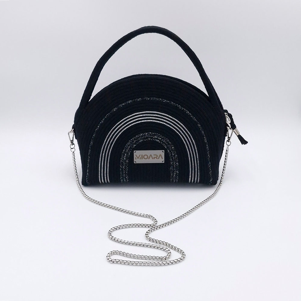 Bolso Amparo - Negro y Plateado